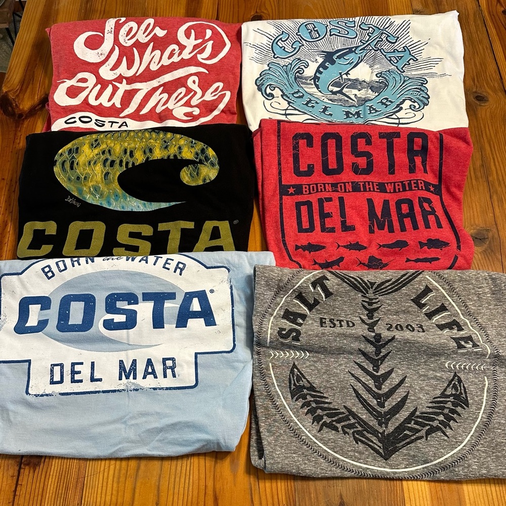 Lot of 5 Costa and 1 Salt Life XL short sleeve T’s